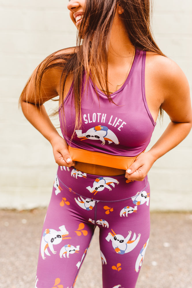 Flexi Lexi Fitness Sloth Life Recycled Polyester Sleeveless Yoga Crop Top