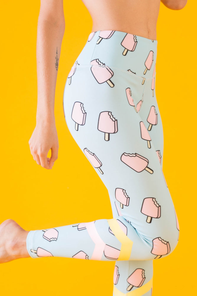 High Waisted Yoga Pants with Lollipop Pattern