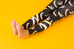Black High Waist Yoga Pants with Banana Pattern