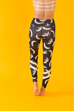 Black High Waist Yoga Pants with Banana Pattern