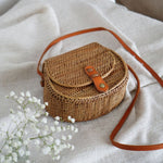 Brown Handwoven Bali Rattan Crossbody Satchel Bag
