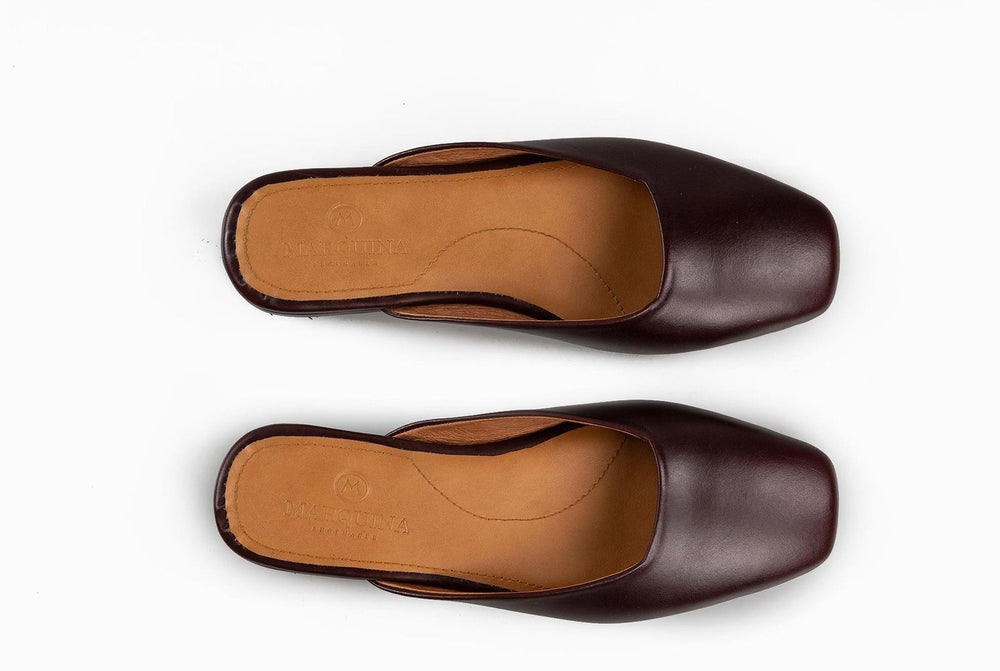 Flat Leather Shoes Burgundy